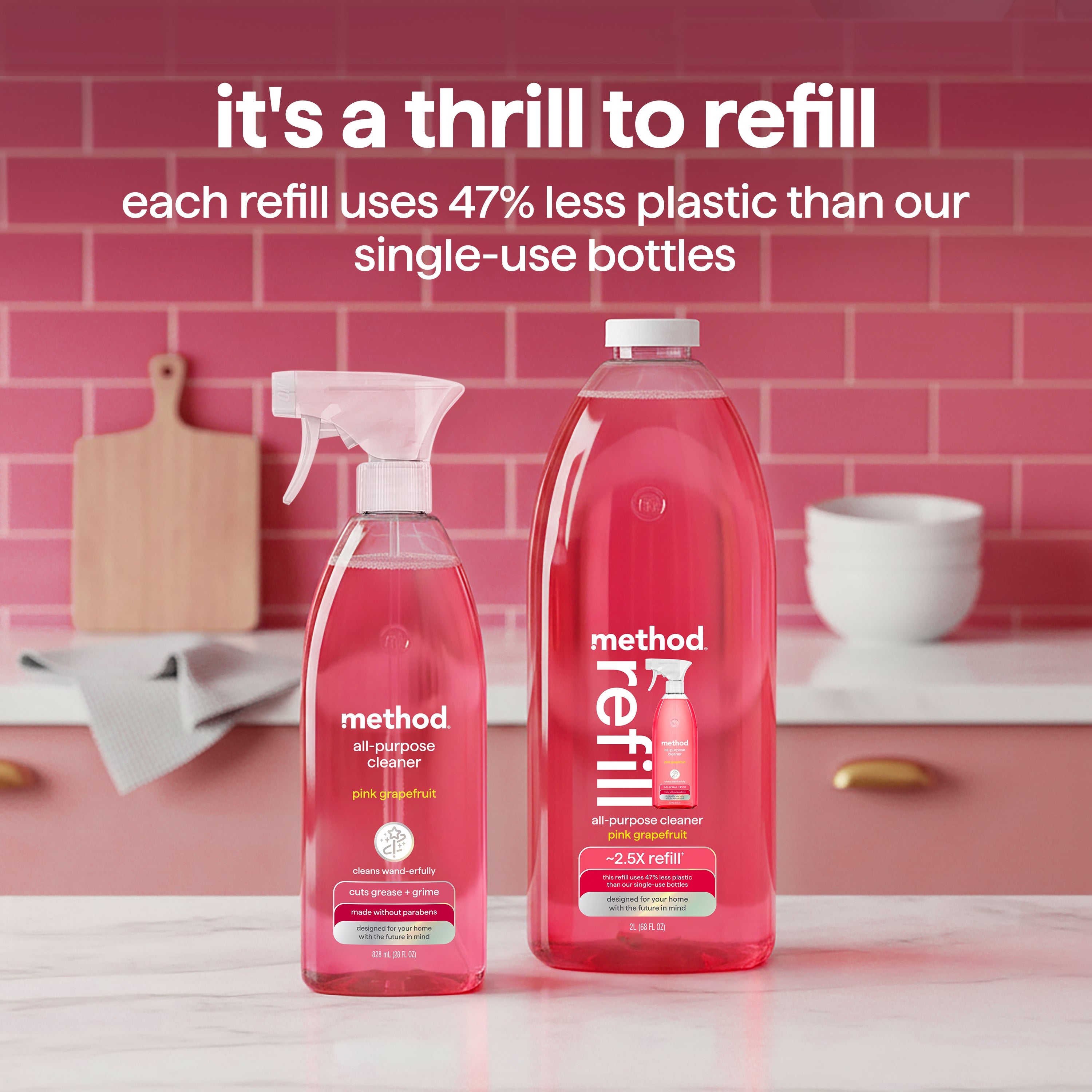 all-purpose cleaner refill - pink grapefruit. 68 fl oz