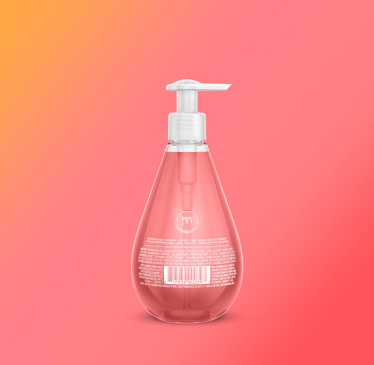 gel hand wash - pink grapefruit. 12 fl oz