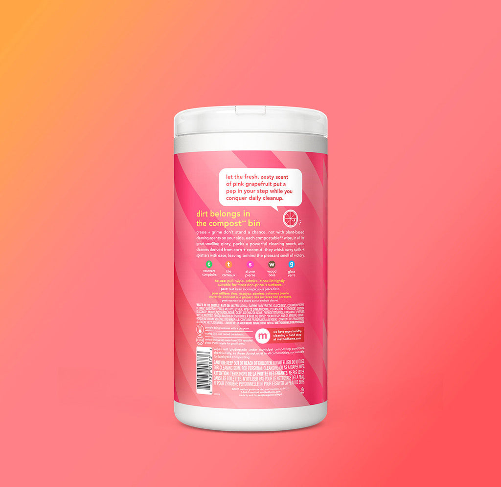 all-purpose cleaning wipes - pink grapefruit. 70 ct