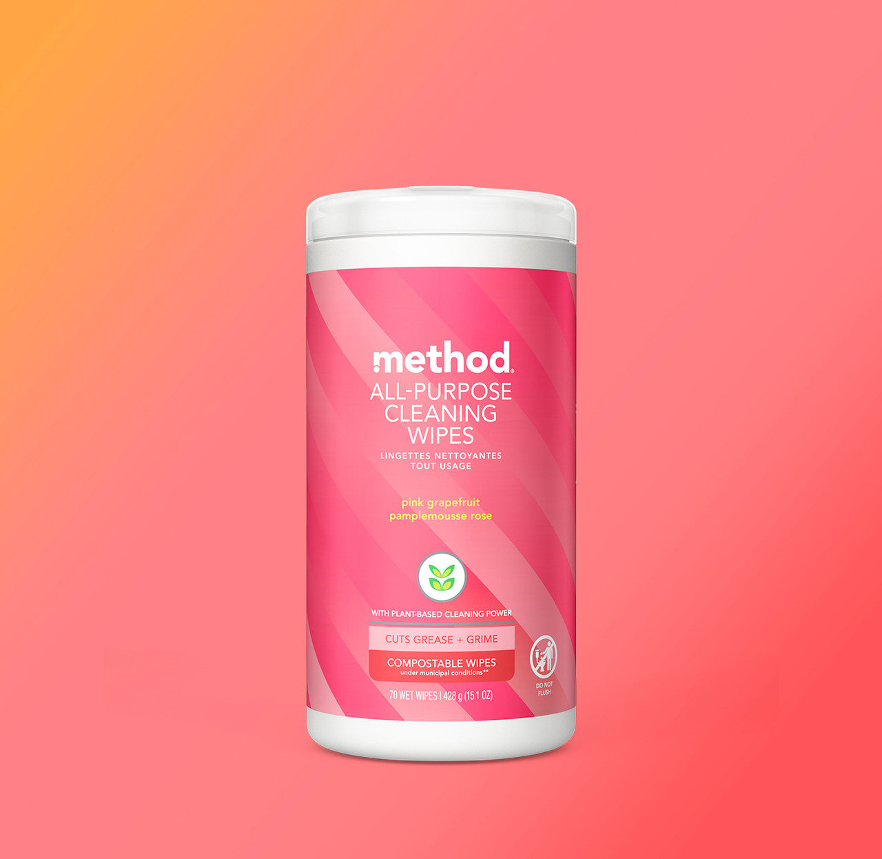 all-purpose cleaning wipes - pink grapefruit. 70 ct