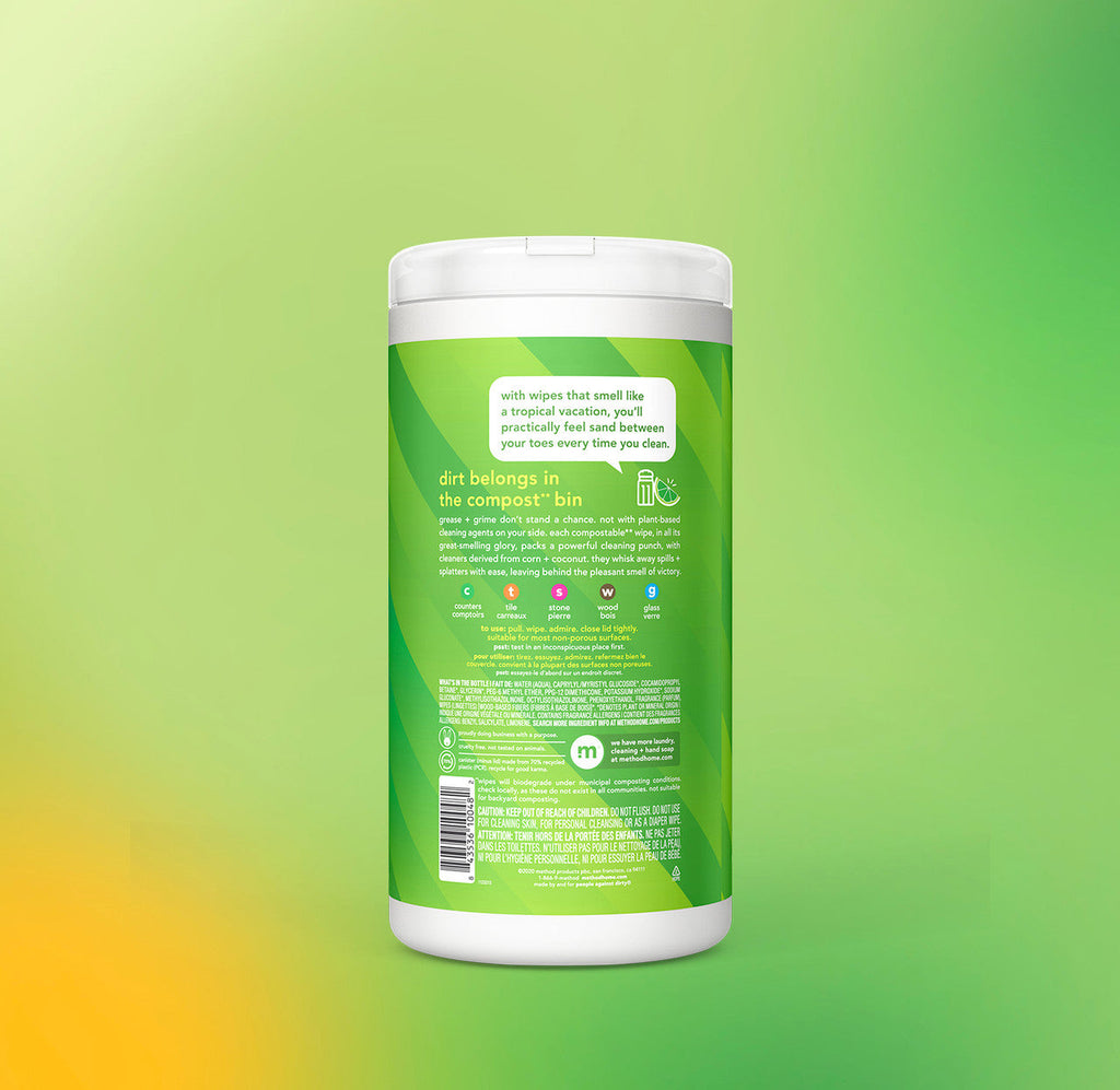 all-purpose cleaning wipes - lime + sea salt. 70 ct