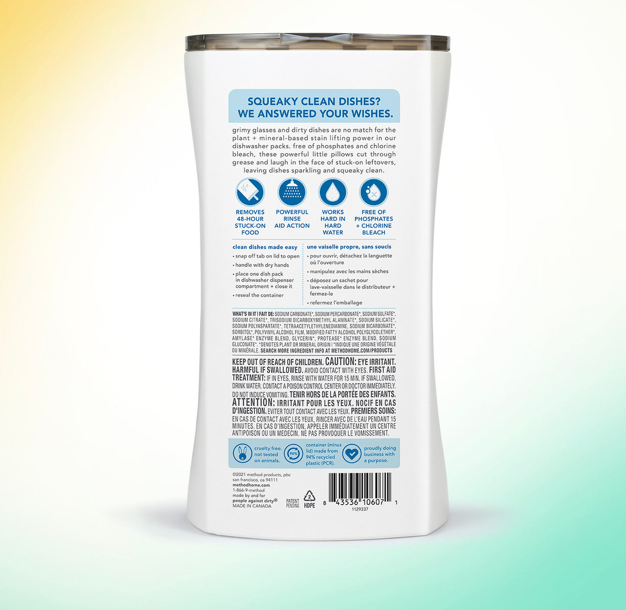 dishwasher packs - free + clear. 54 ct