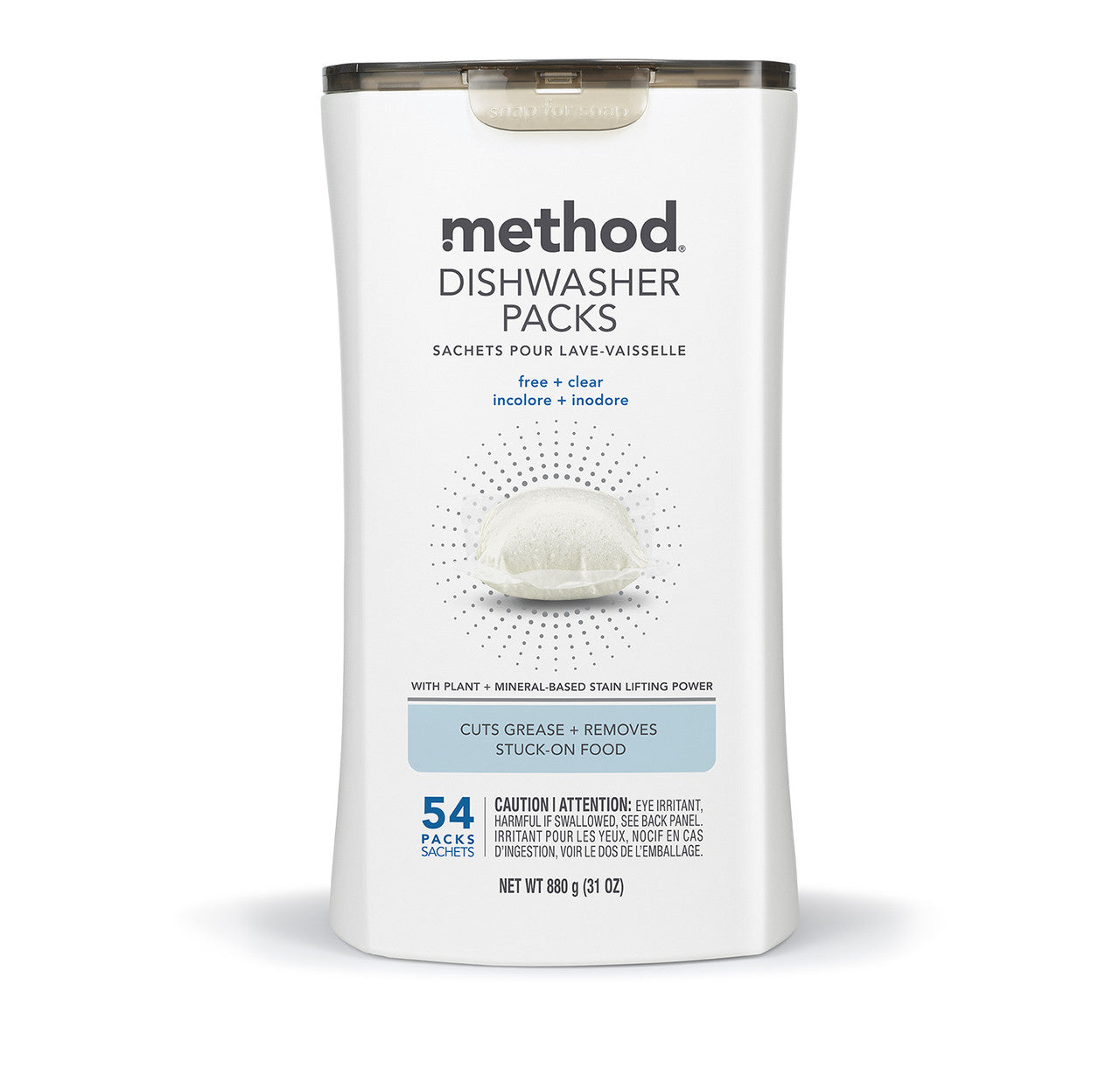dishwasher packs - free + clear. 54 ct
