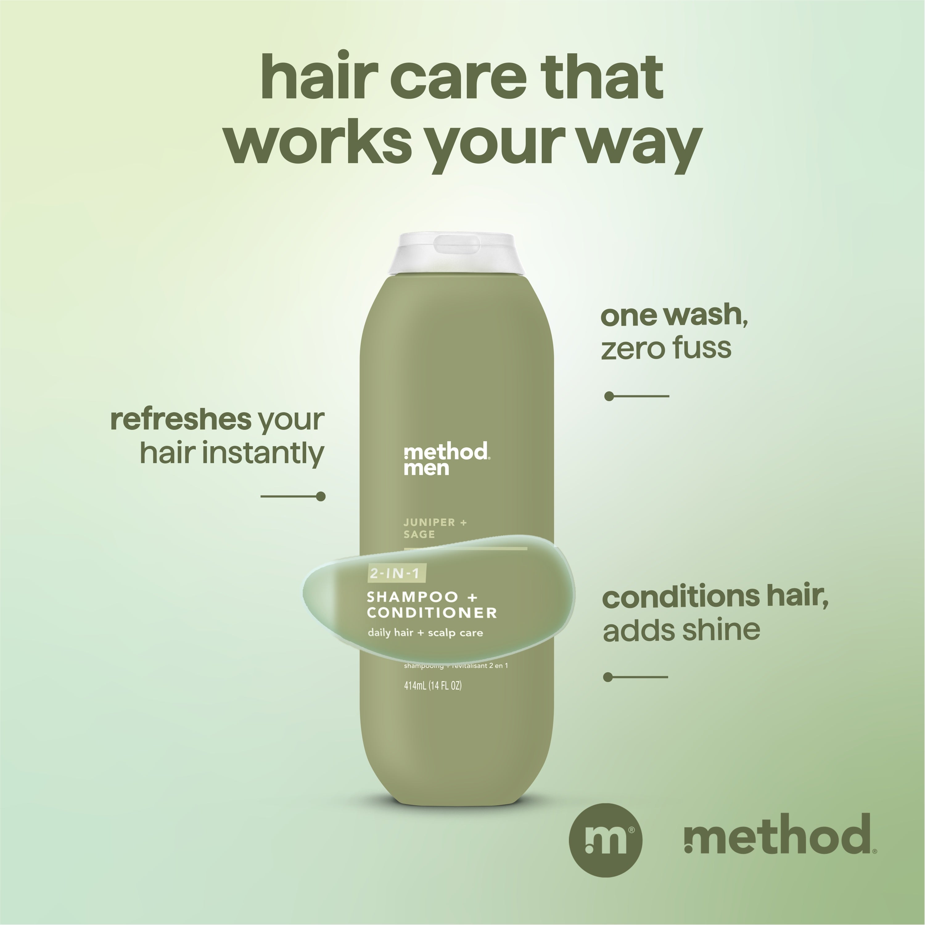 men 2-in-1 shampoo + conditioner - juniper + sage. 14 fl oz