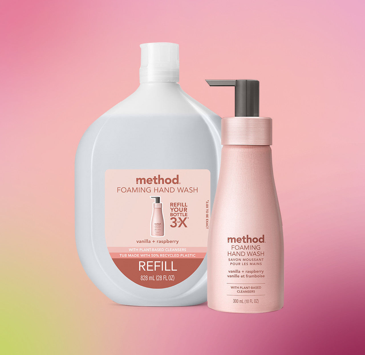 foaming hand wash - vanilla + raspberry. 10 fl oz