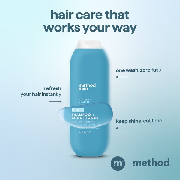 men 2-in-1 shampoo + conditioner - glacier + granite. 14 fl oz