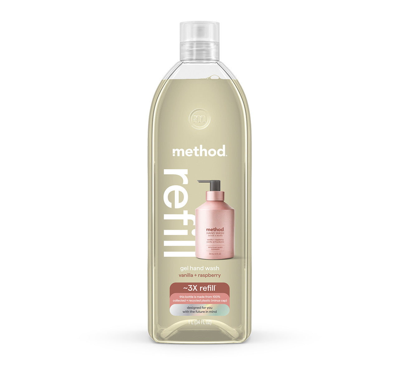 gel hand wash refill - vanilla + raspberry. 34 fl oz 1