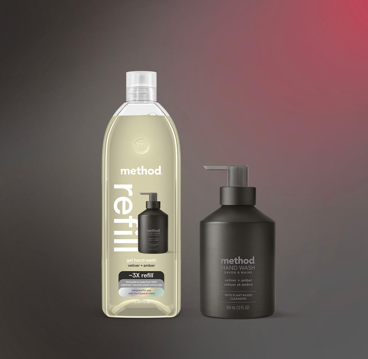 gel hand wash starter set - vetiver + amber. 46 fl oz