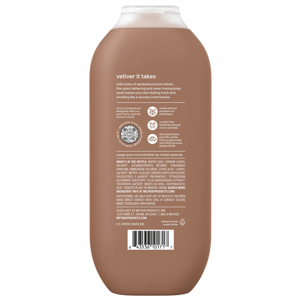 men body wash - sandalwood + vetiver. 18 fl oz