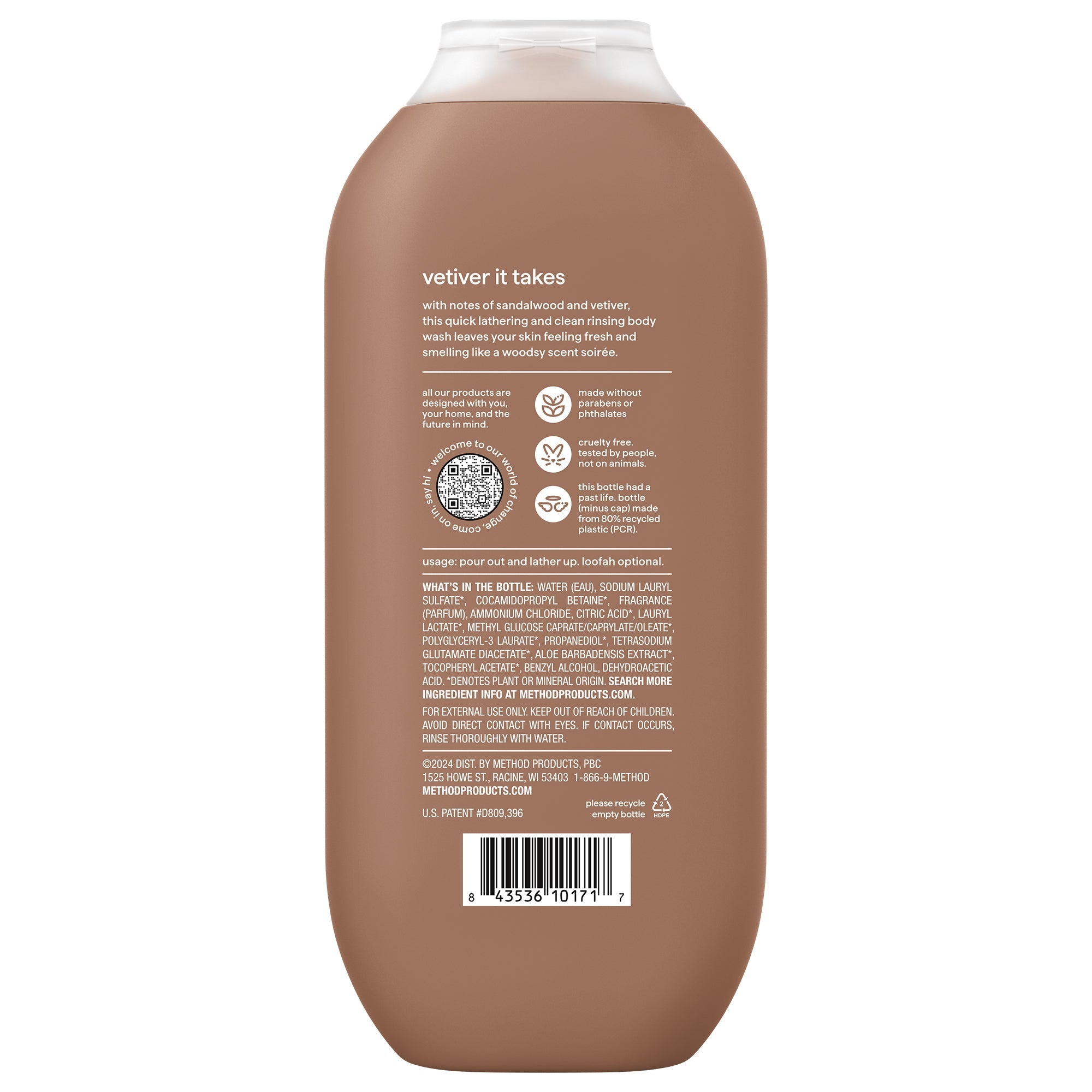 men body wash - sandalwood + vetiver. 18 fl oz