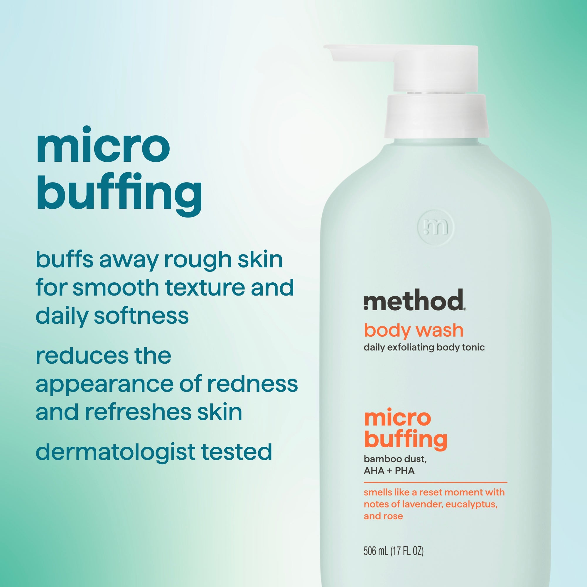 body wash tonic - micro buffing. bamboo dust. AHA + PHA. 17 fl oz