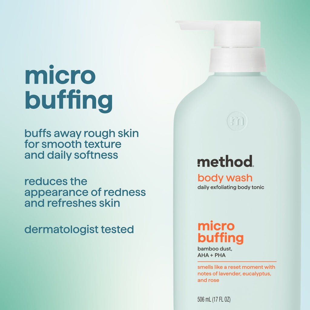 smooth hydration micro buffing + moisture enhancing body wash tonic bundle. 34 fl oz