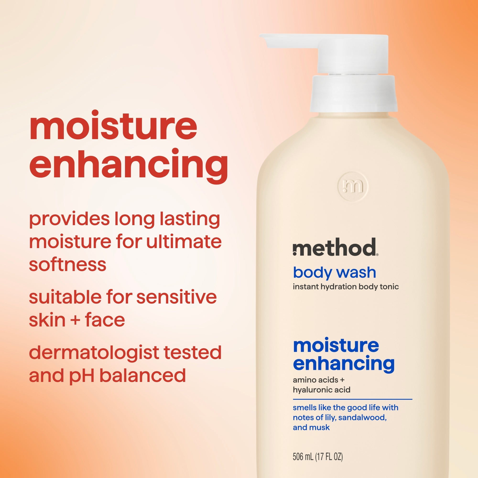 body wash tonic - moisture enhancing.?amino acids + hyaluronic acid. 17 fl oz