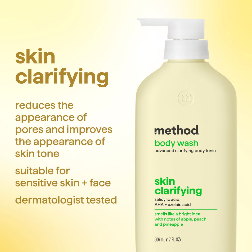 body wash tonic - skin?clarifying. salicylic acid. AHA + azelaic acid. 17 fl oz