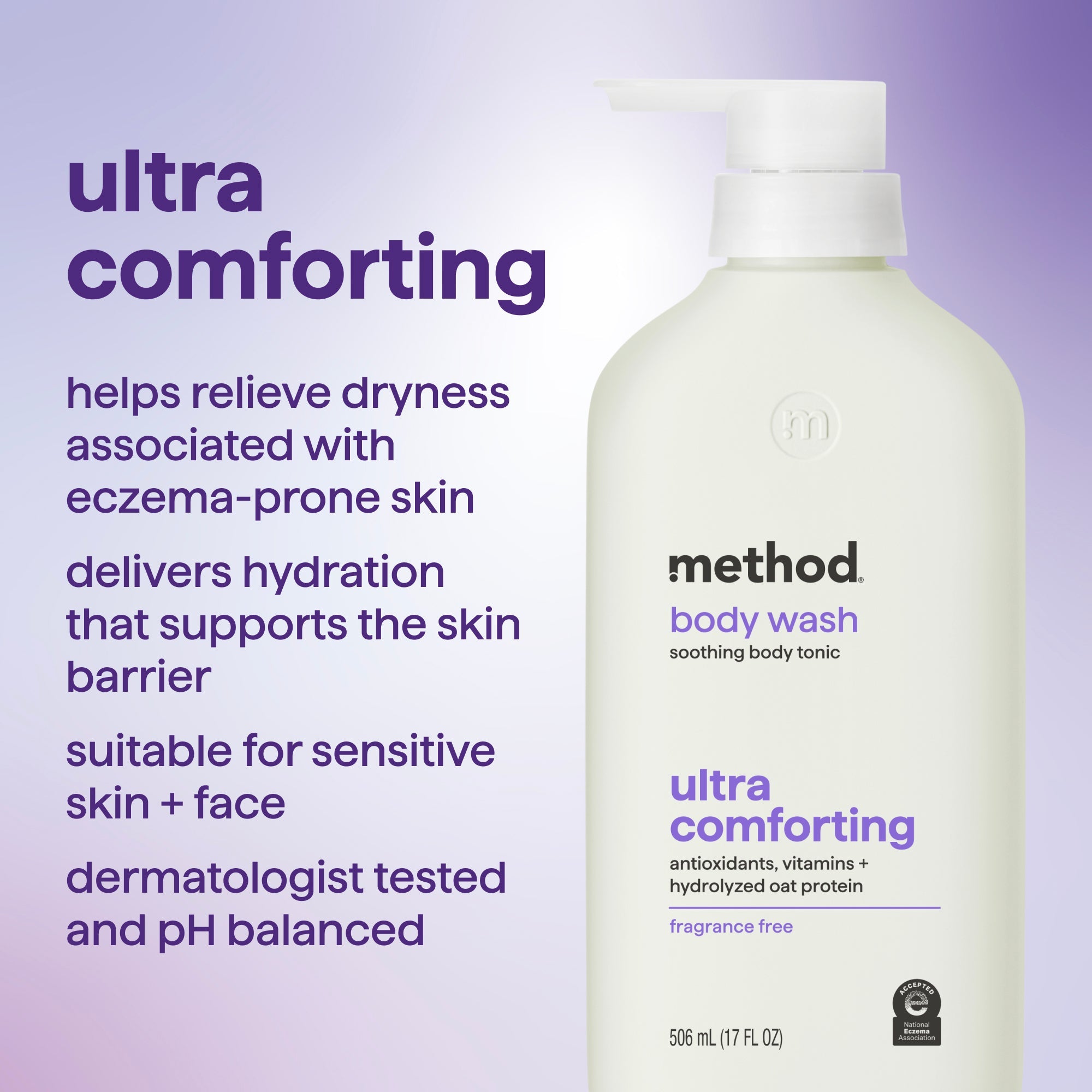 body wash tonic - ultra?comforting. antioxidants. vitamins + hydrolyzed oat protein. 17 fl oz