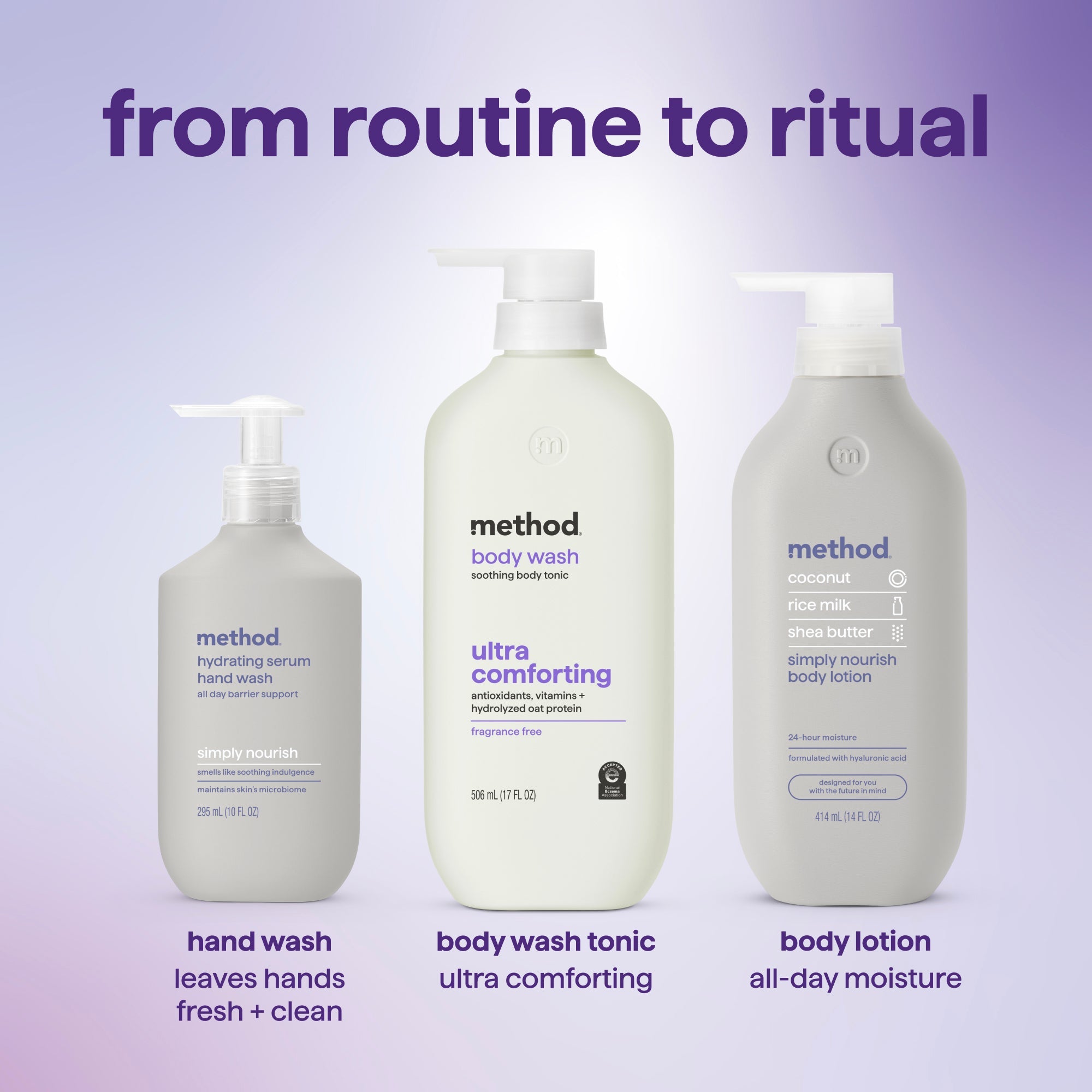 body wash tonic - ultra?comforting. antioxidants. vitamins + hydrolyzed oat protein. 17 fl oz