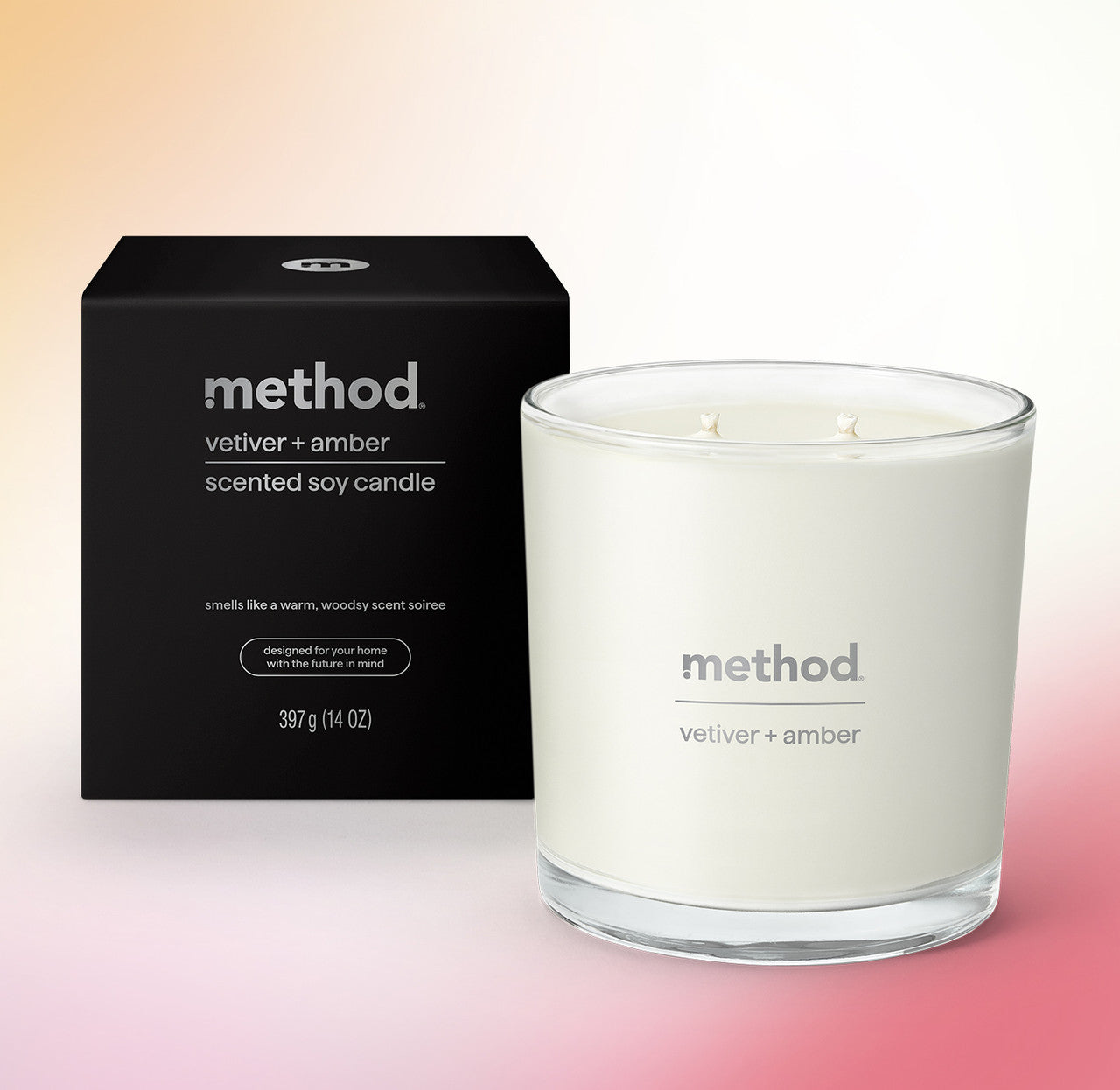 premium soy candle - vetiver + amber. 14 oz
