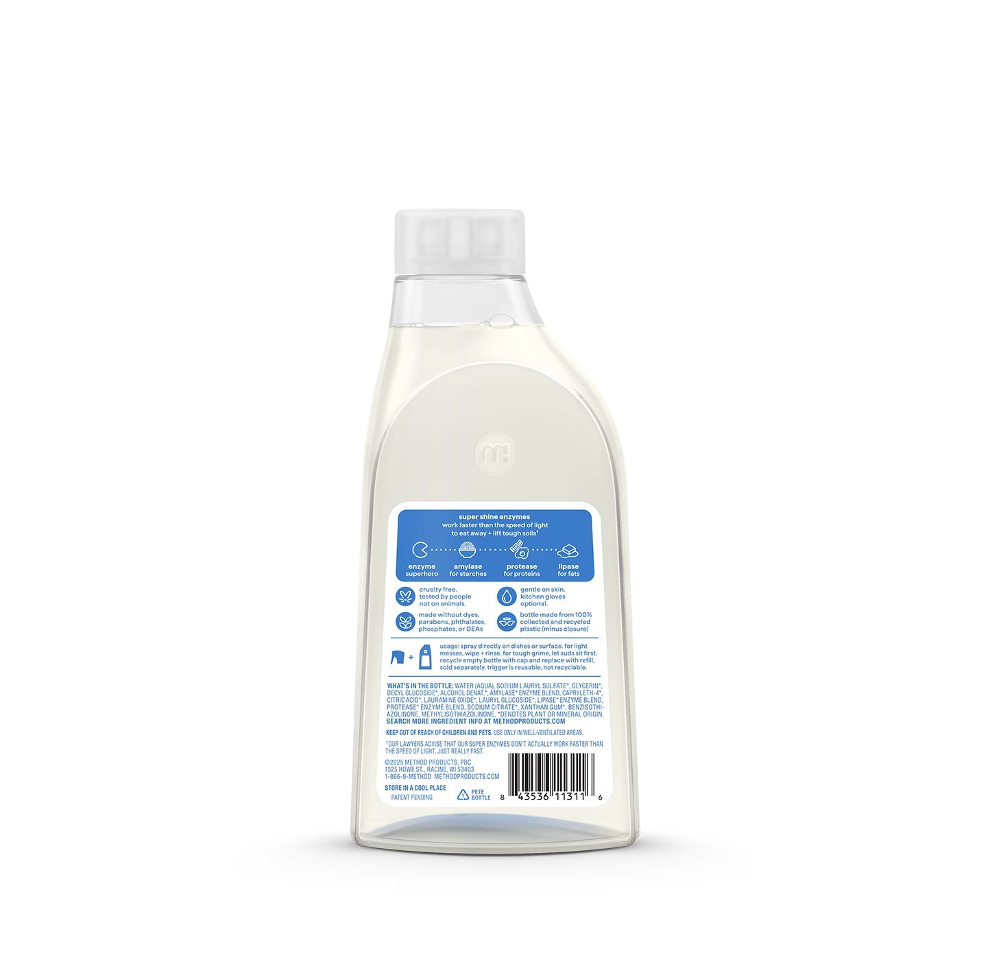 super shine foaming dish spray refill - free + clear. 16 fl oz