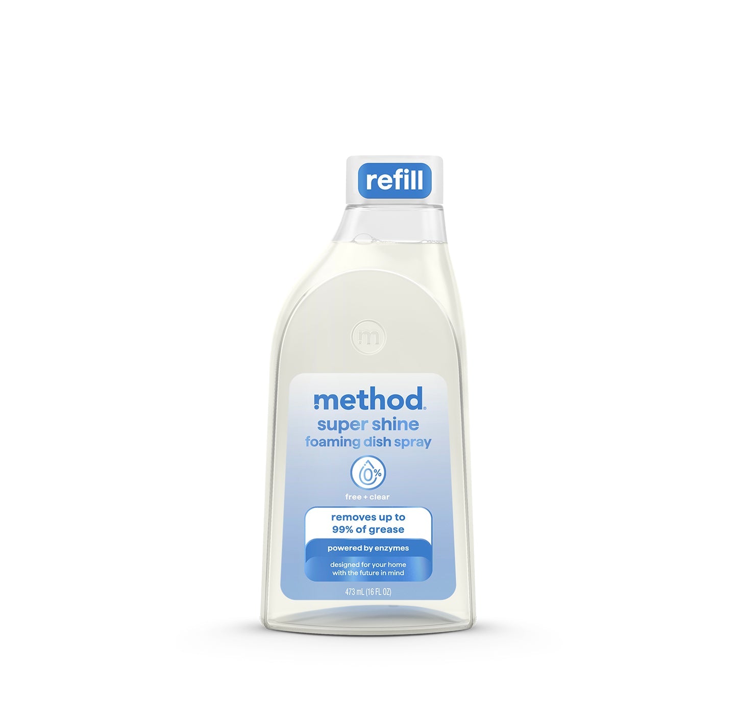 super shine foaming dish spray refill - free + clear. 16 fl oz