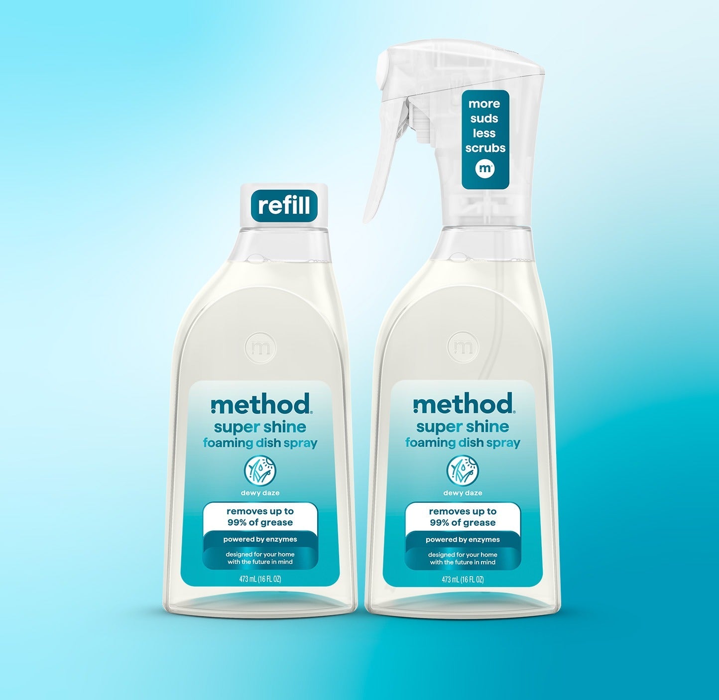 super shine foaming dish spray starter set - dewy daze. 32 fl oz