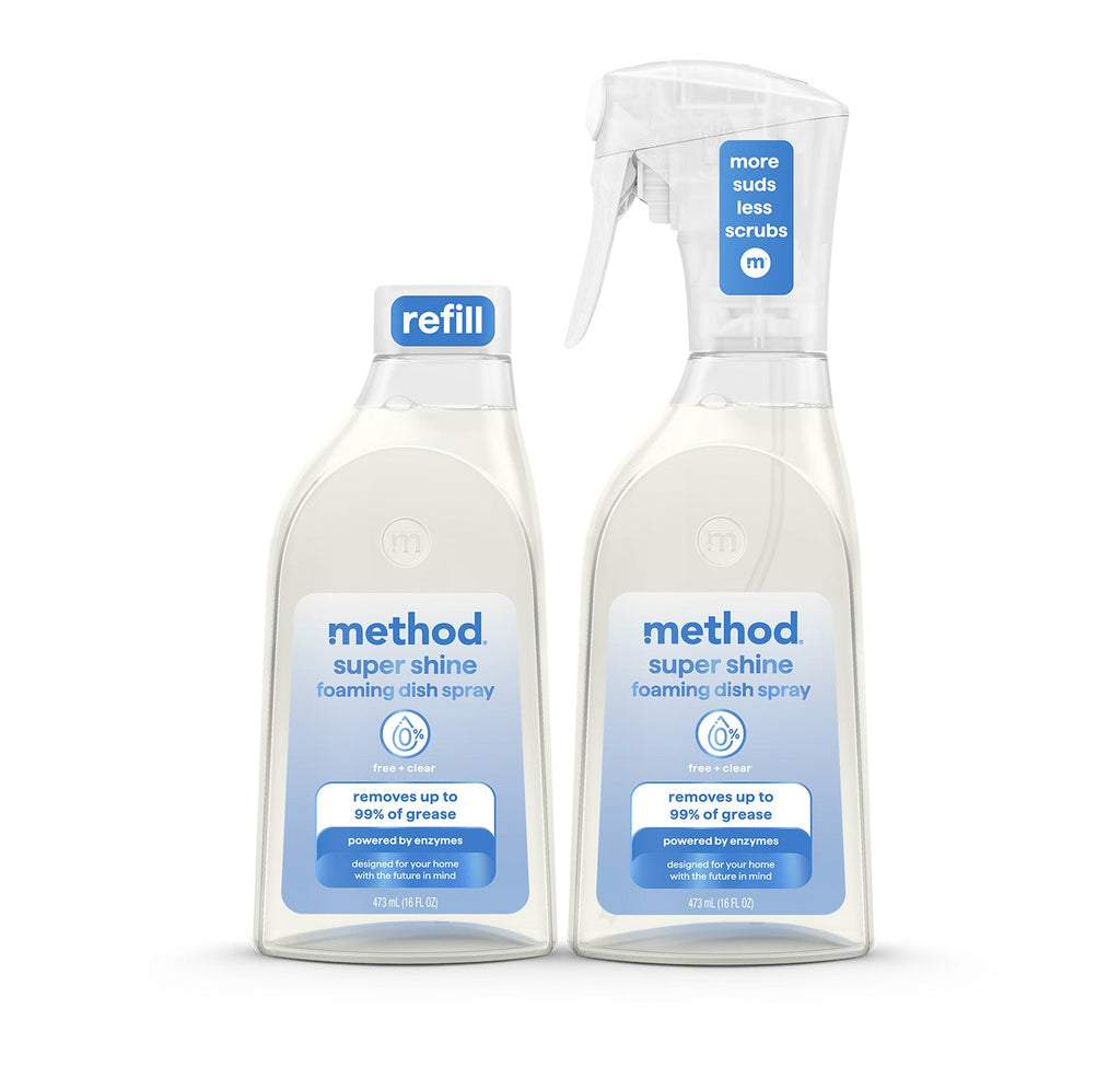 super shine foaming dish spray starter set - free + clear. 32 fl oz