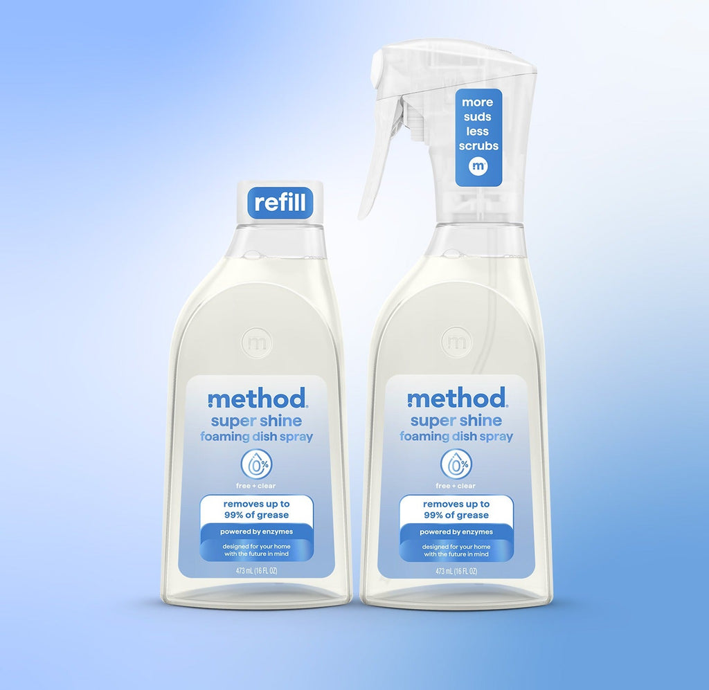 super shine foaming dish spray starter set - free + clear. 32 fl oz