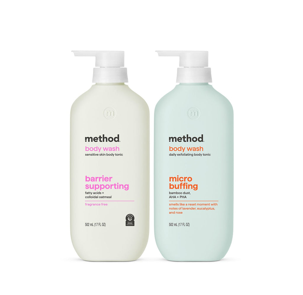 soft radiance barrier supporting + micro buffing body wash tonic bundle. 34 fl oz