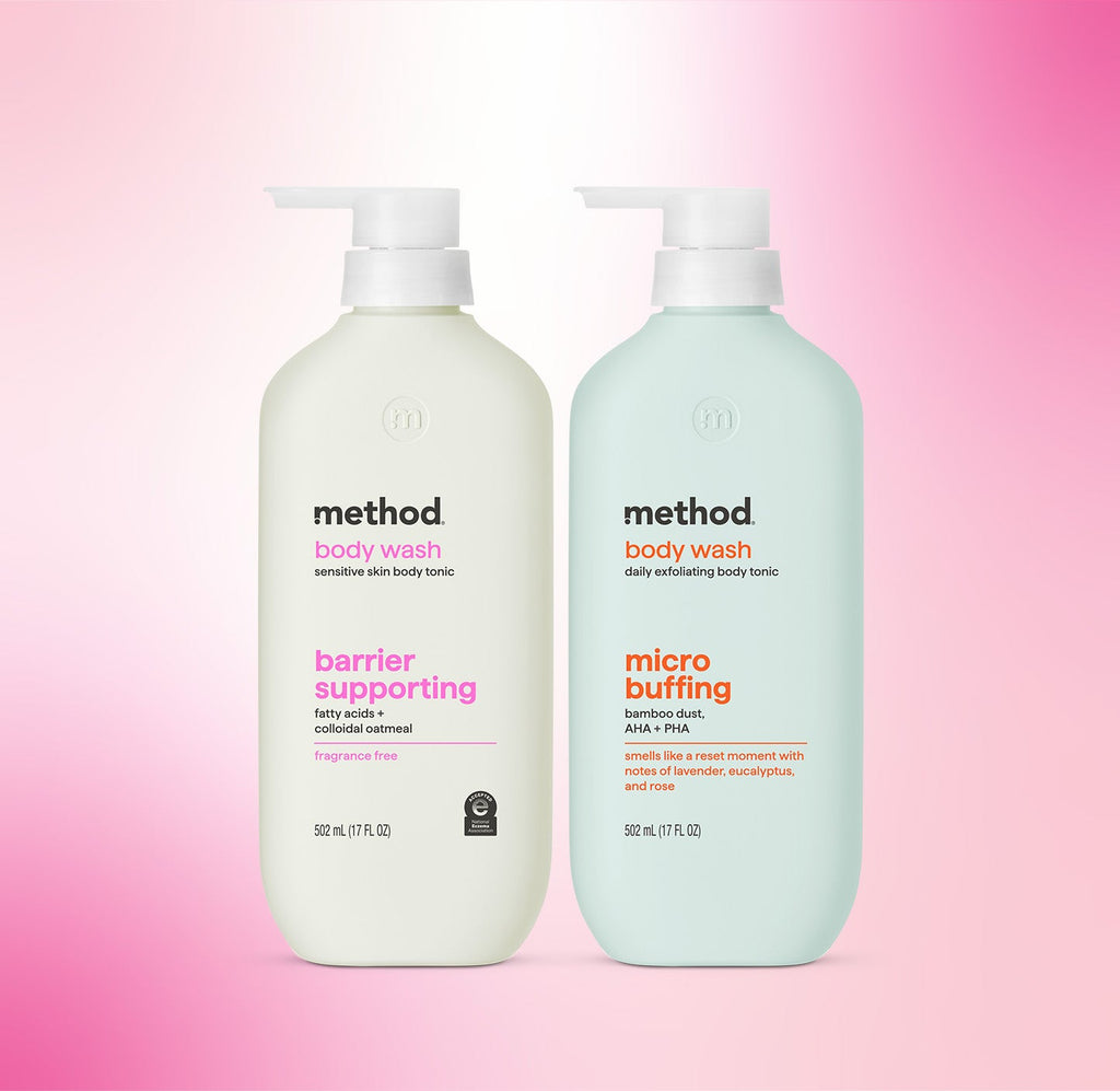 soft radiance barrier supporting + micro buffing body wash tonic bundle. 34 fl oz