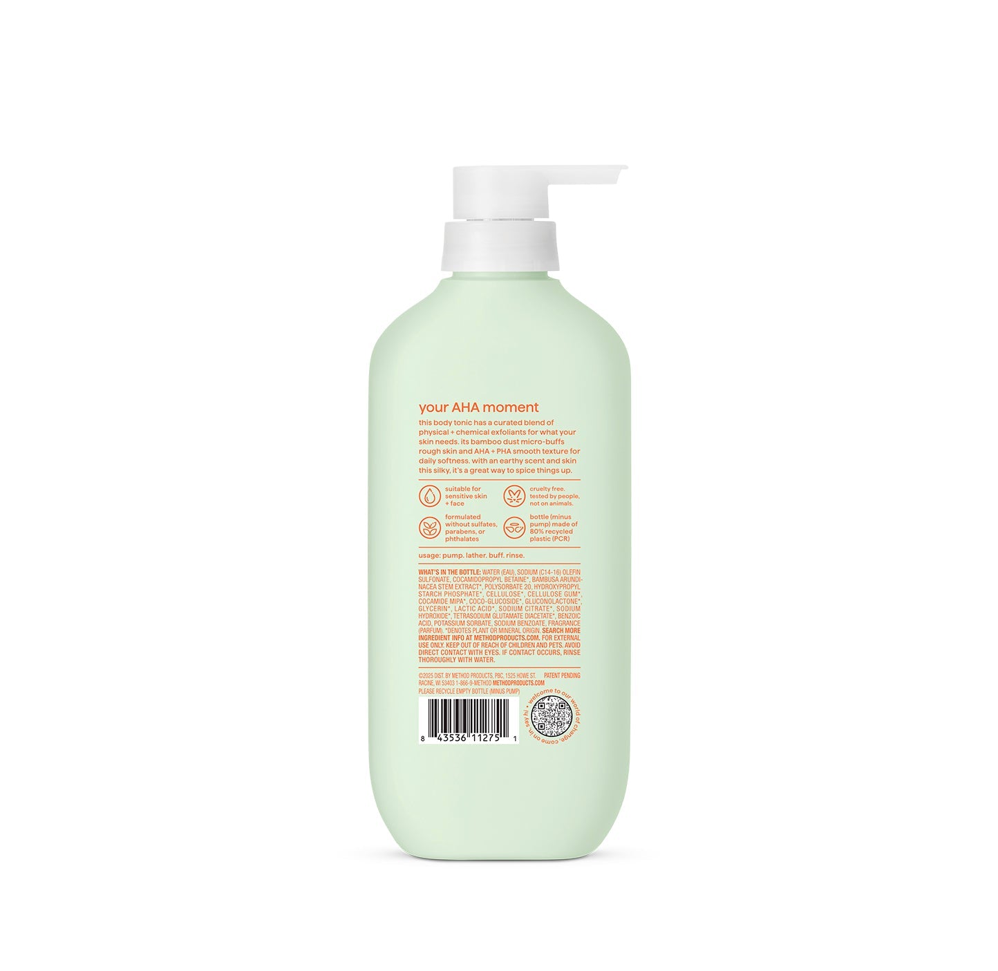 body wash tonic - micro buffing. bamboo dust . AHA + PHA. 17 fl oz
