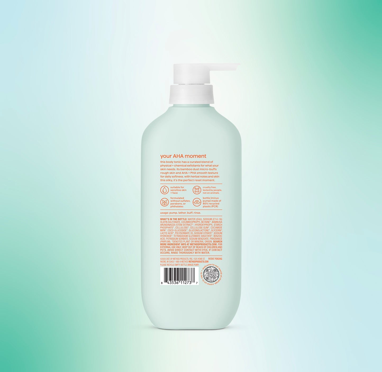 body wash tonic - micro buffing. bamboo dust. AHA + PHA. 17 fl oz