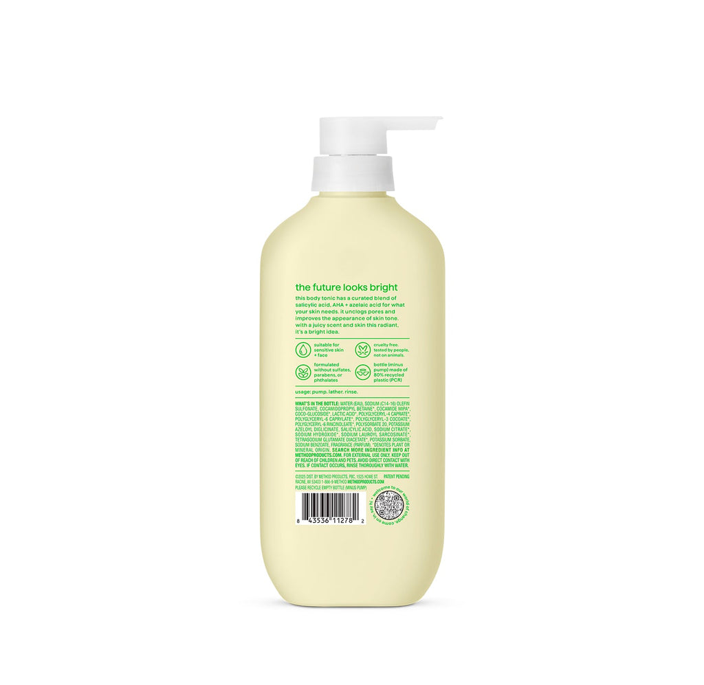 body wash tonic - skin?clarifying. salicylic acid. AHA + azelaic acid. 17 fl oz