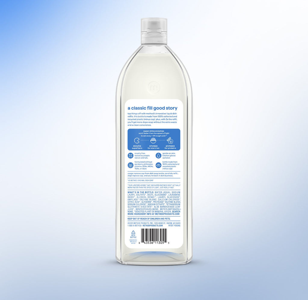 super shine liquid dish soap refill - free + clear. 48 fl oz
