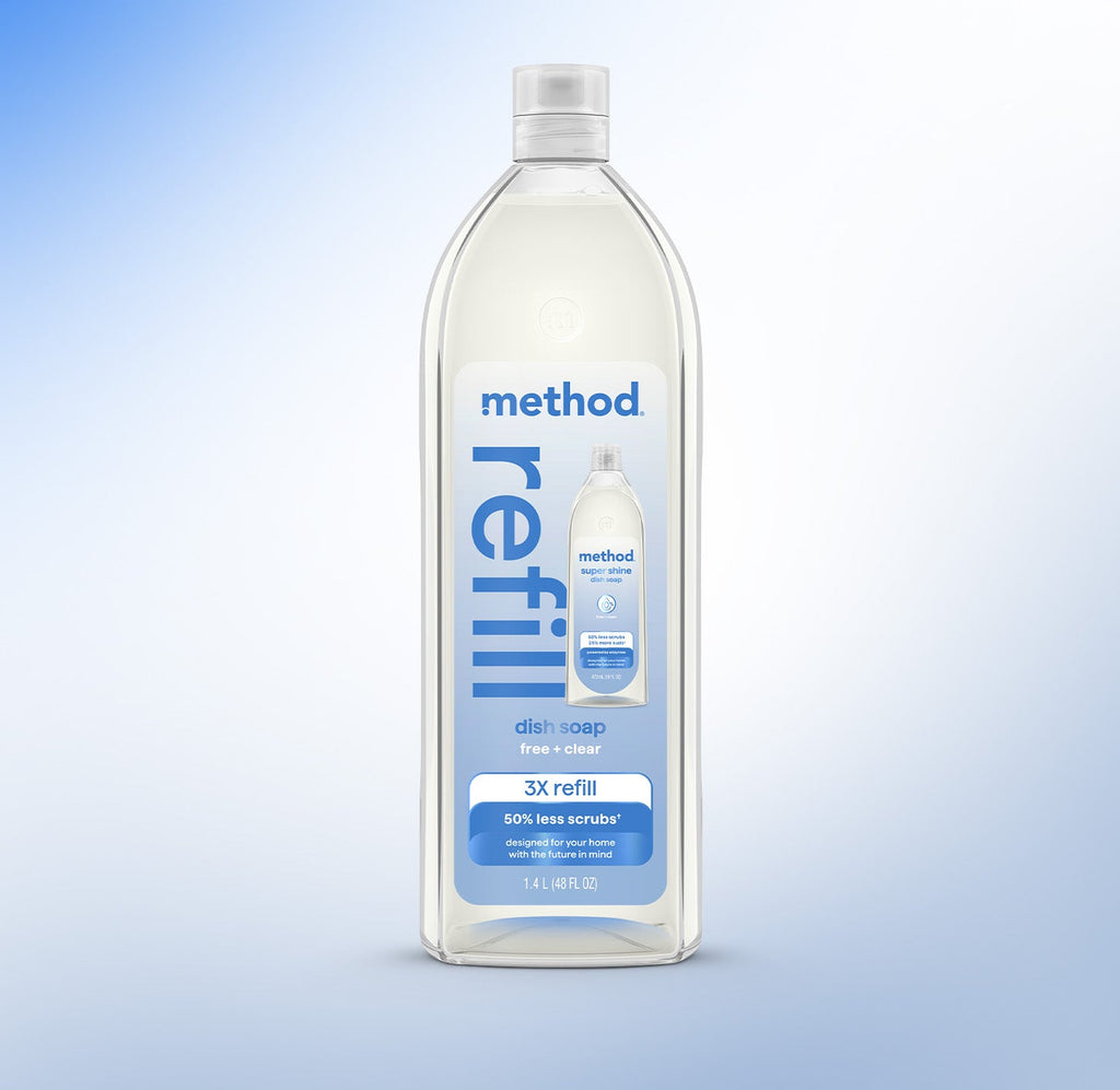 super shine liquid dish soap refill - free + clear. 48 fl oz