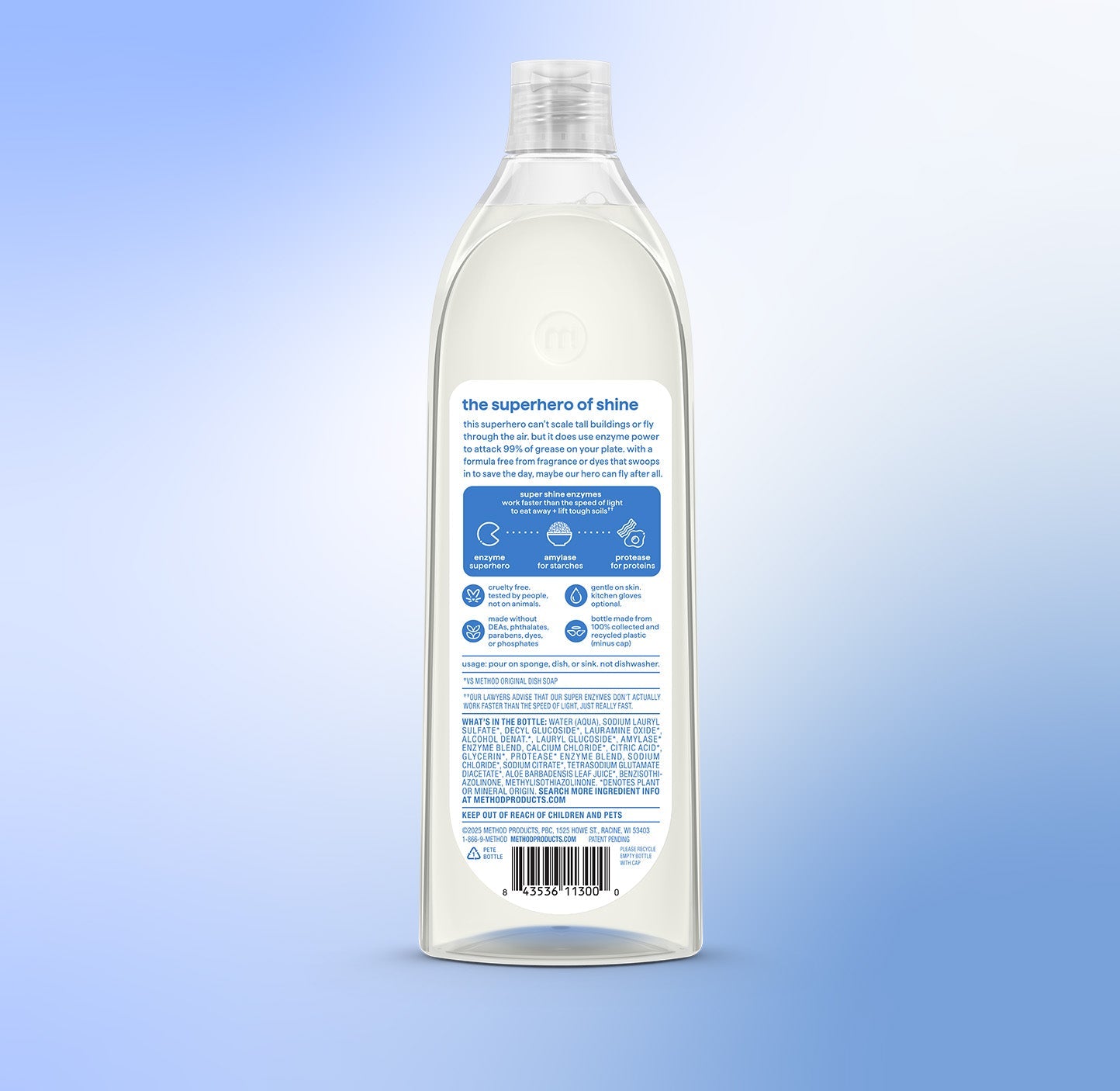 super shine liquid dish soap - free + clear. 16 fl oz