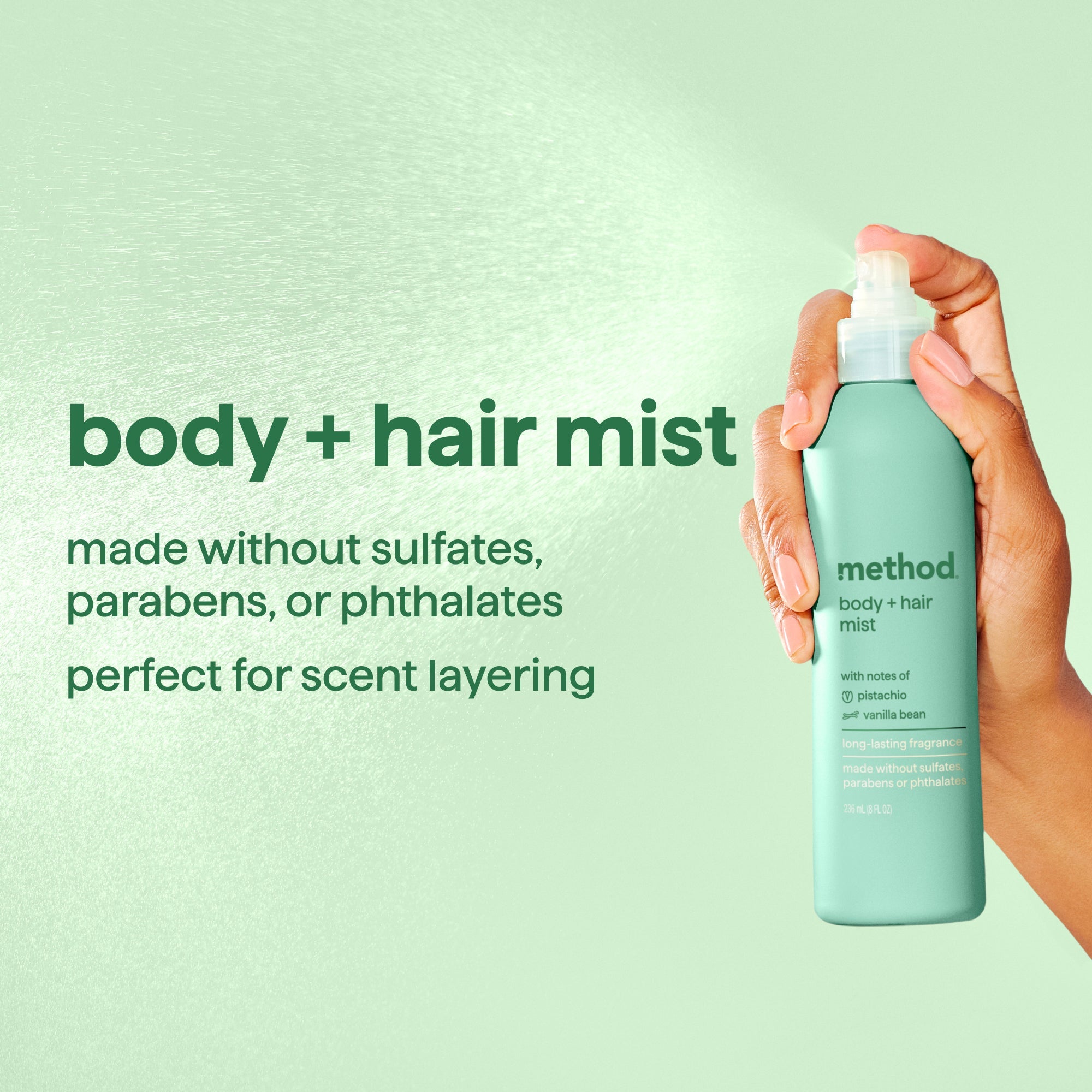 body + hair mist - pistachio + vanilla. 8 fl oz