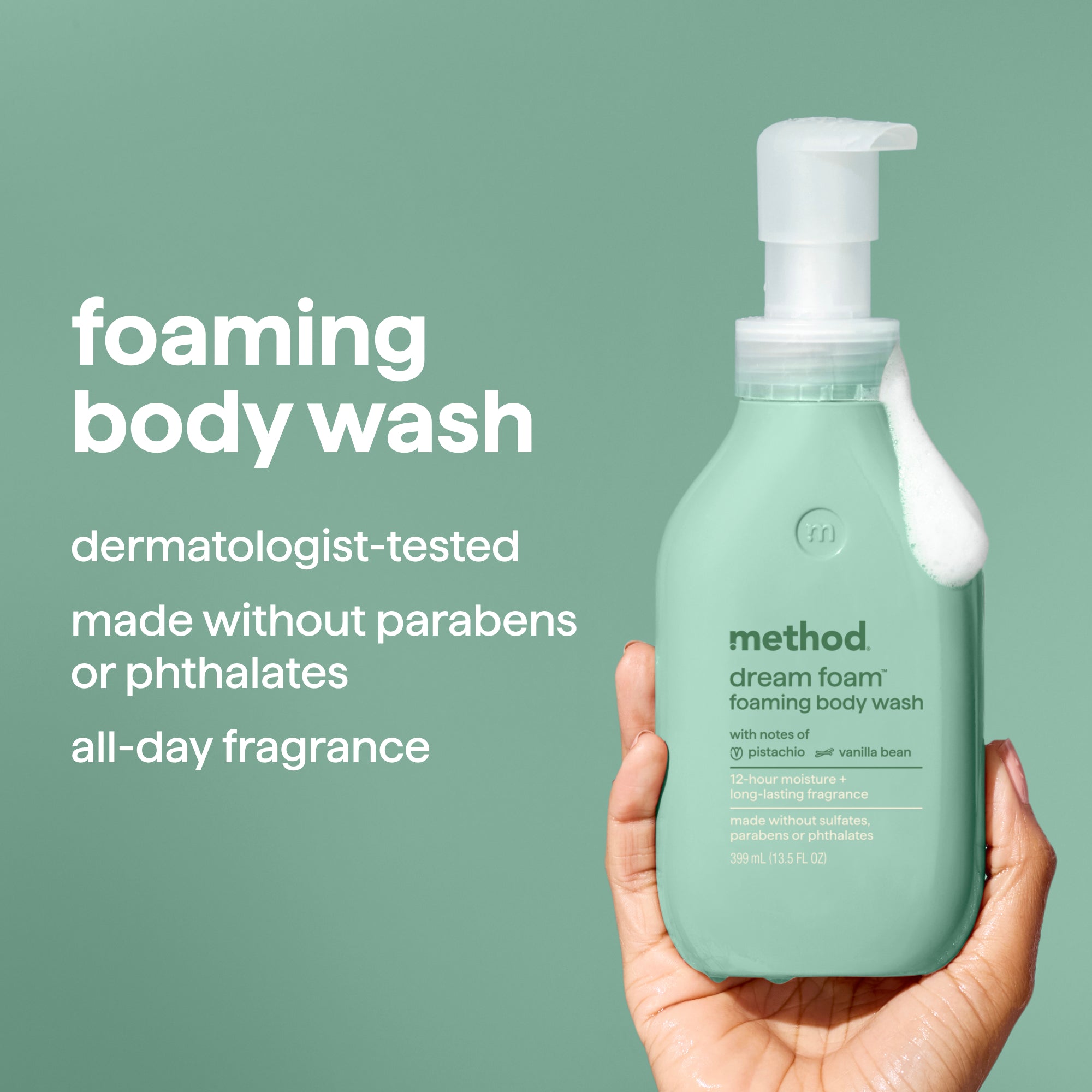 dream foam | foaming body wash - pistachio + vanilla. 13.5 fl oz
