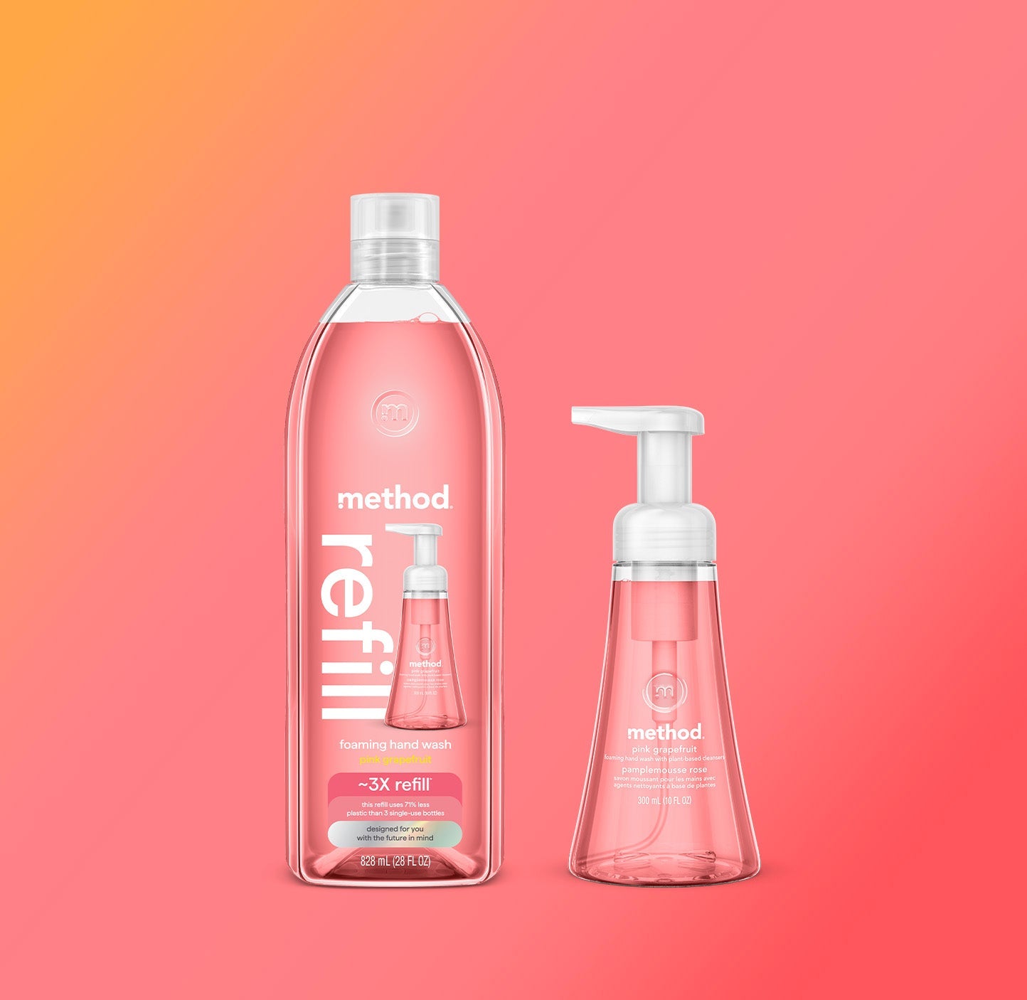 pink grapefruit foaming hand wash starter set. 38 oz