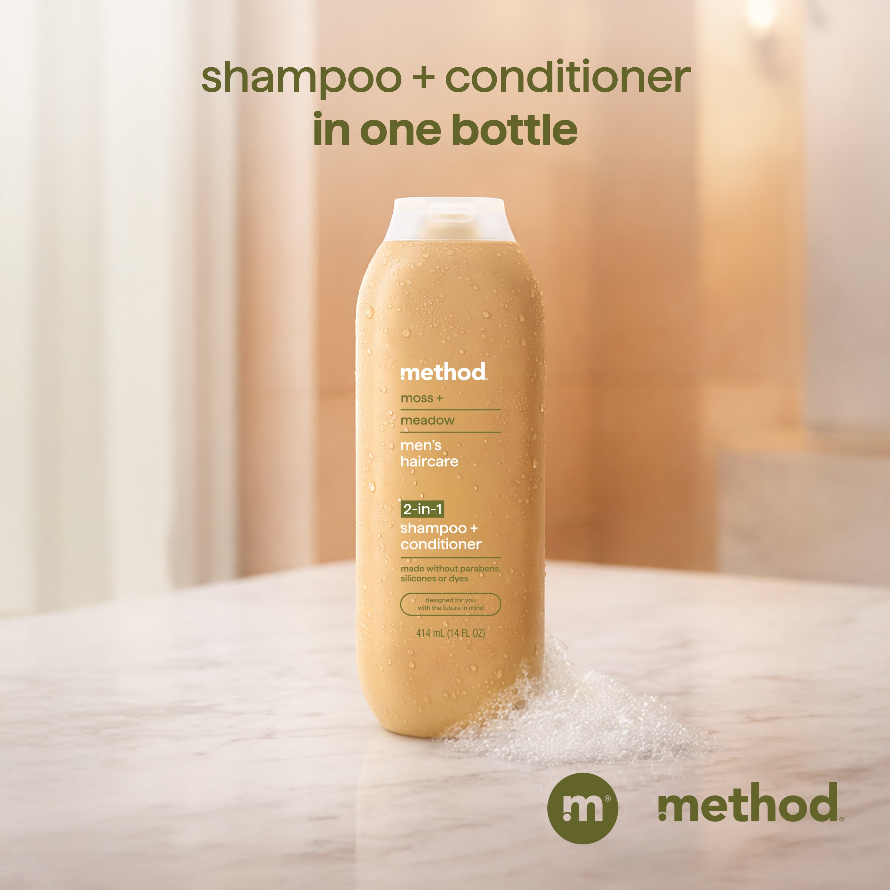men 2-in-1 shampoo + conditioner - moss + meadow. 14 fl oz