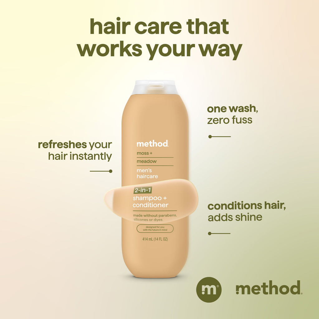 men 2-in-1 shampoo + conditioner - moss + meadow. 14 fl oz