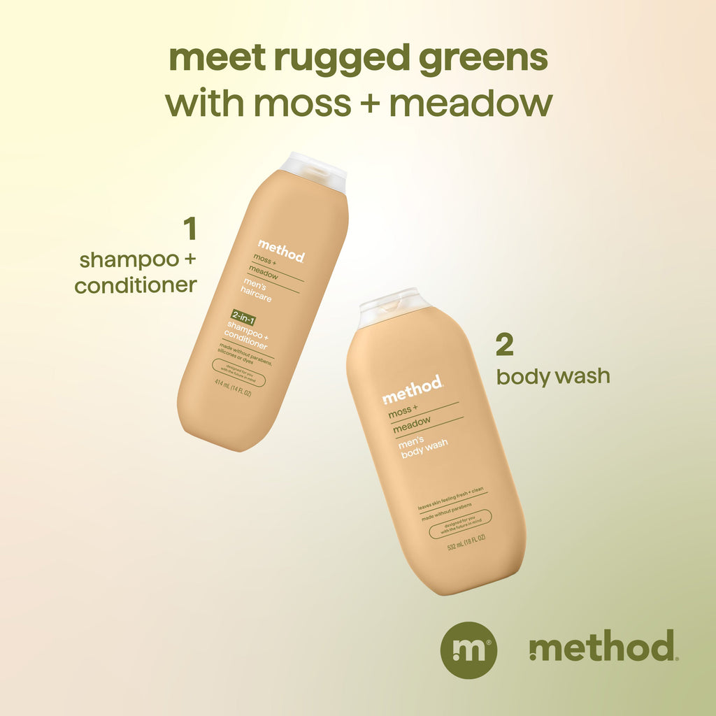 men 2-in-1 shampoo + conditioner - moss + meadow. 14 fl oz