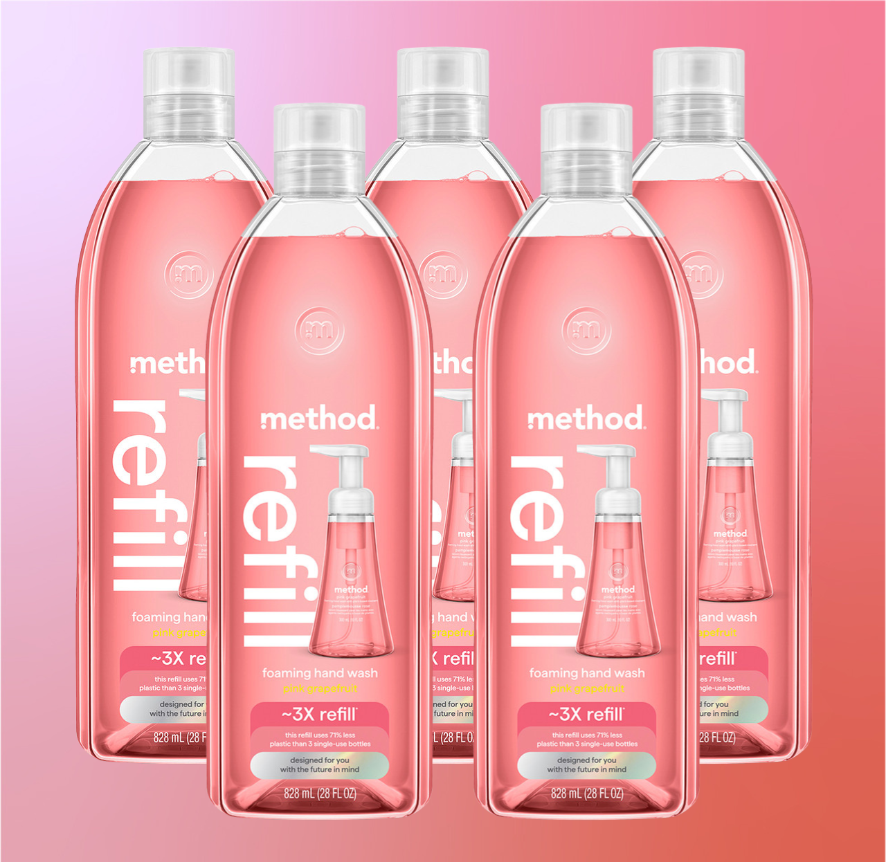 pink grapefruit foaming hand wash refill 5-count bundle. 140 fl oz