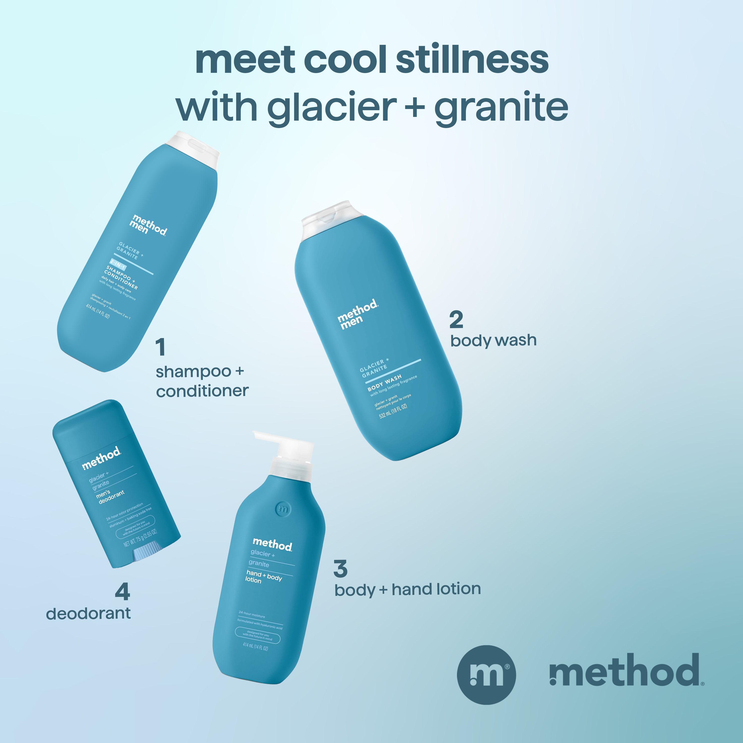 men 2-in-1 shampoo + conditioner - glacier + granite. 14 fl oz