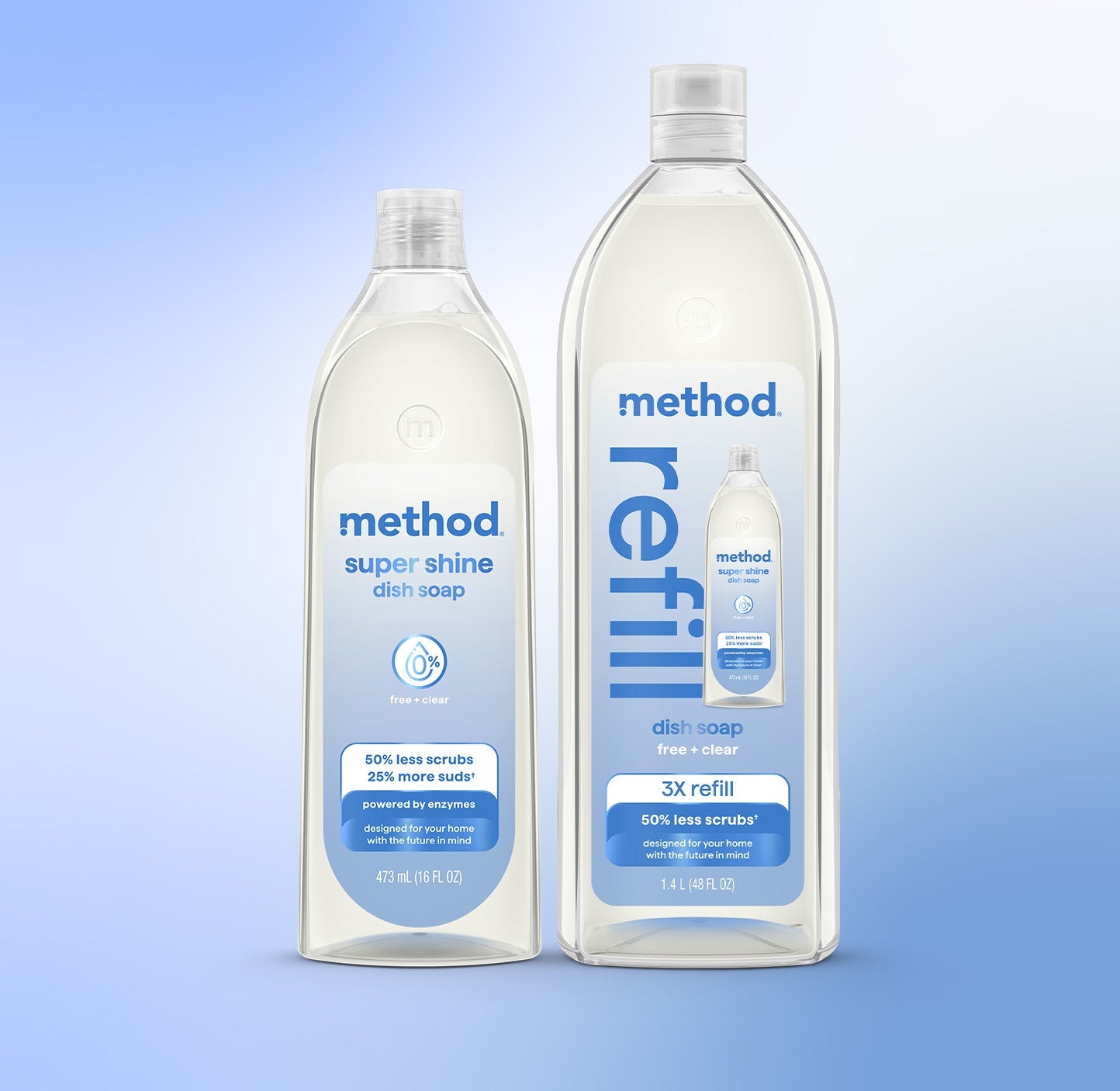 super shine liquid dish soap starter set - free + clear. 64 fl oz