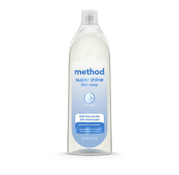 super shine liquid dish soap - free + clear. 16 fl oz