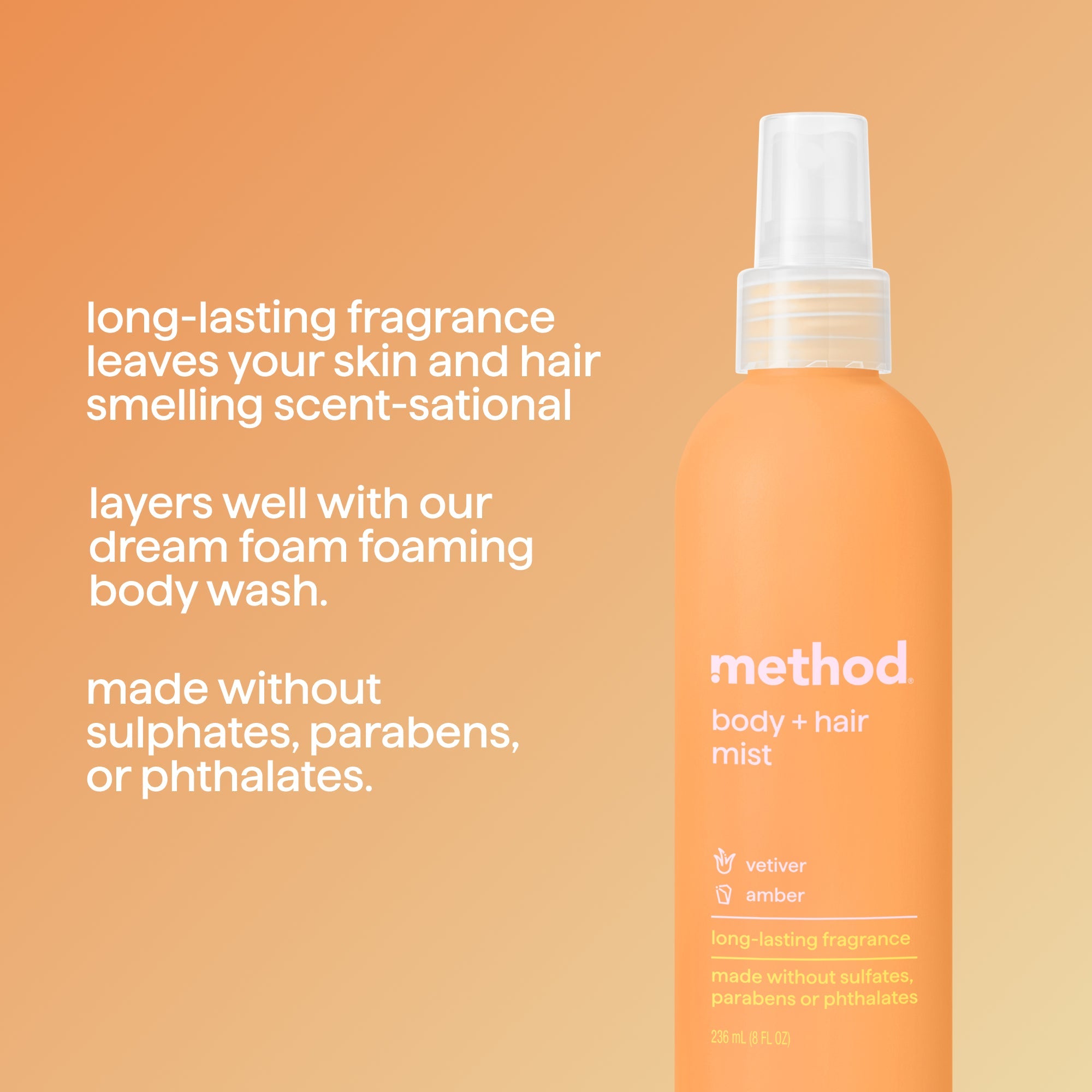 body + hair mist - vetiver + amber. 8 fl oz
