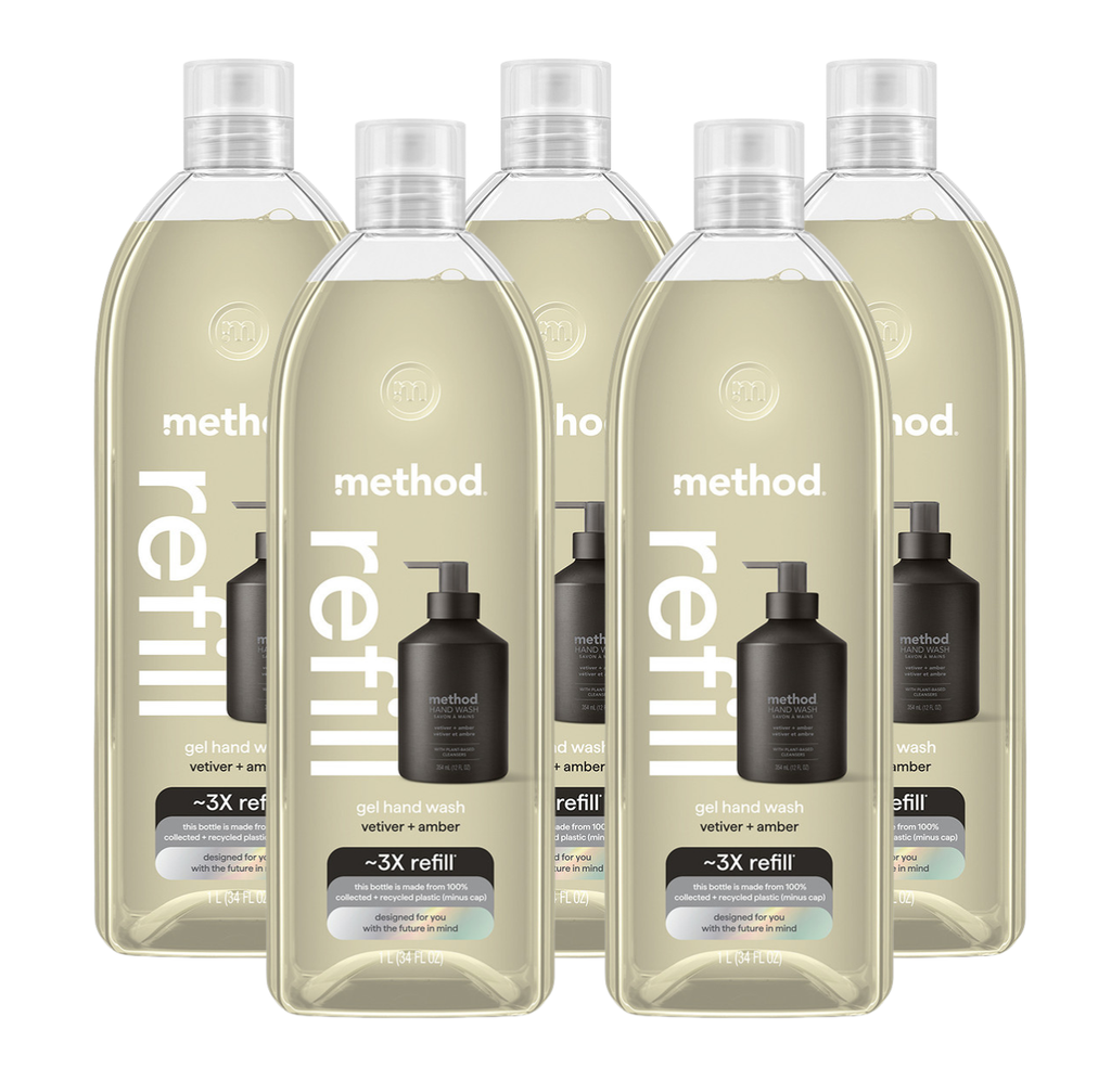 vetiver + amber gel hand wash refill 5-count bundle. 170 fl oz