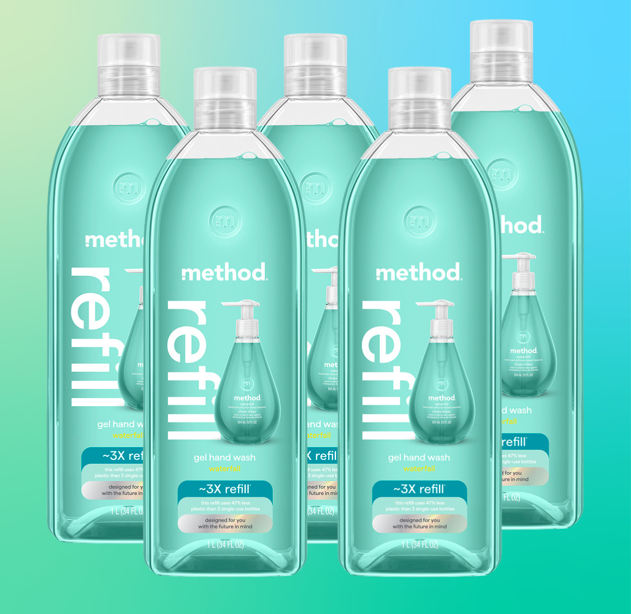 waterfall gel hand wash refill 5-count bundle. 170 fl oz