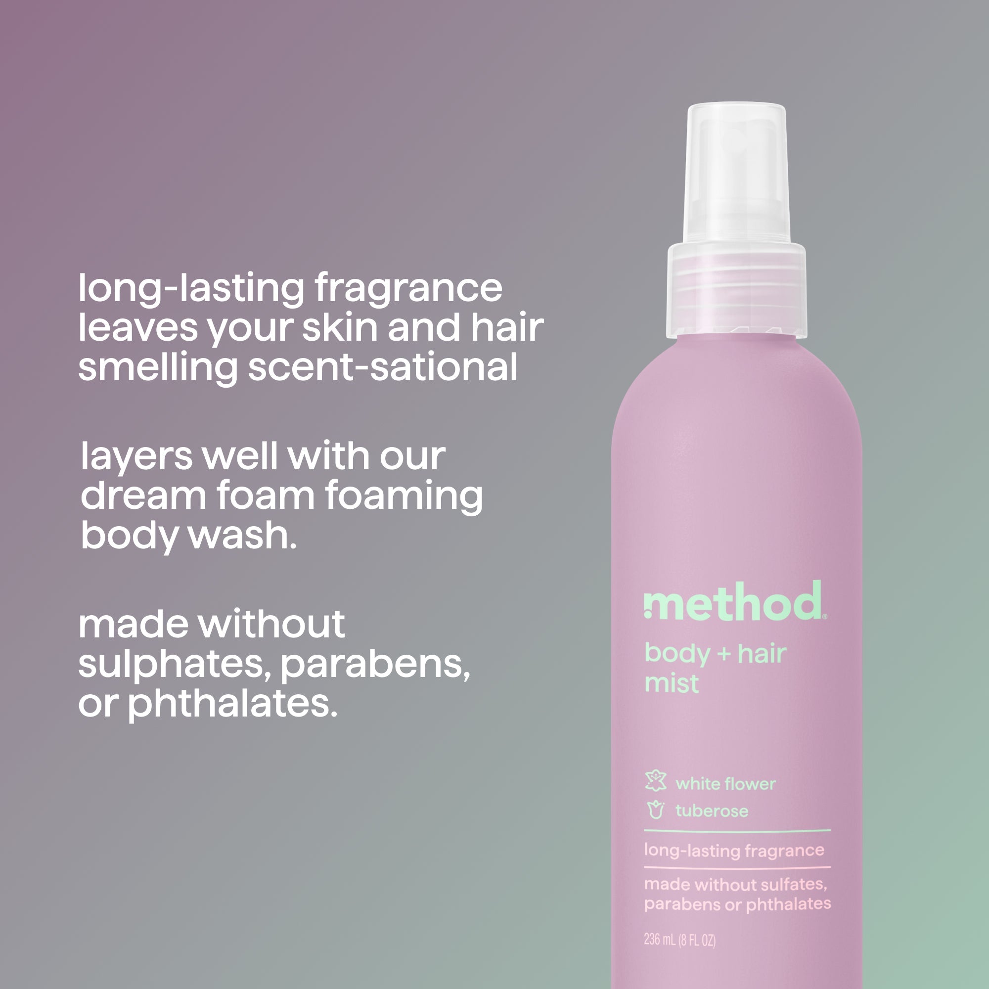body + hair mist - white flower + tuberose. 8 fl oz
